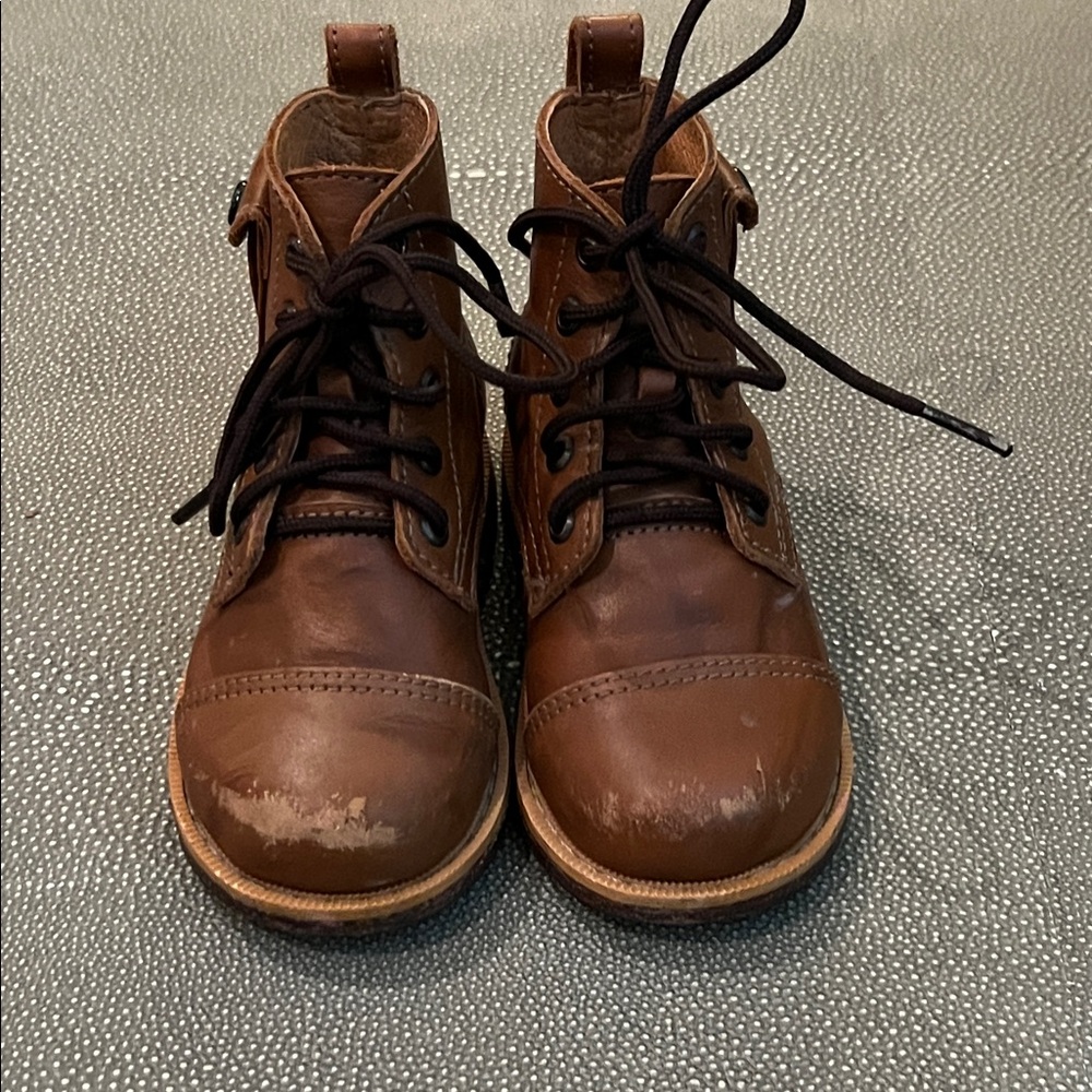 Classic Brown Kids Lace-Up Boots